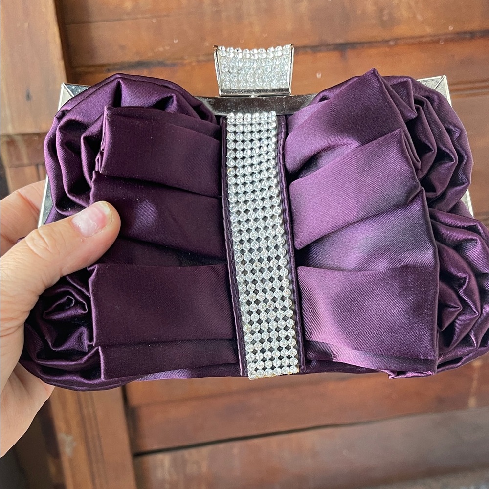 Elegant Purple Clutch with Rhinestone Accent